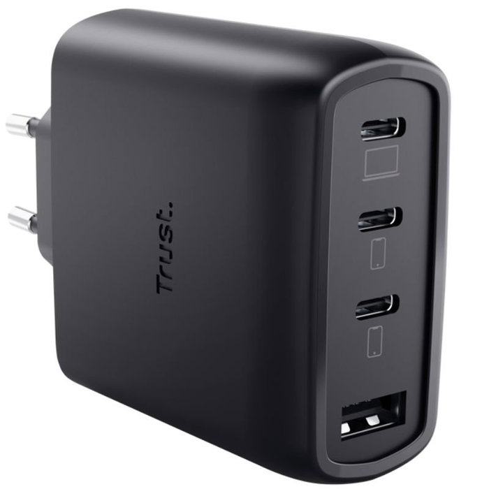CARGADOR PARED/VIAJE 3xUSB-C + USB-A 65W MAXO NEGRO TRUST